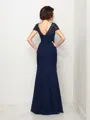 Trumpet/Mermaid V-Neck Short Sleeves Floor-Length Chiffon Unique Mother of the Bride Dress With Beading
