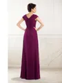 Elegant A-line V-Neck Short Sleeves Floor-Length Chiffon Mother of the Bride Dress