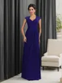 Trumpet/Mermaid Sophisticated V-Neck Sleeveless Floor-Length Chiffon Mother of the Bride Dress