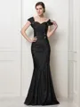 Trumpet/Mermaid Sweetheart Short Sleeves Sweep Train Stylish Taffeta Mother of the Bride Dress With Beading