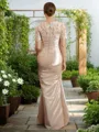 Sheath/Column Flattering Sweetheart Short Sleeves Floor-Length Satin Mother of the Bride Dress