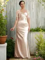 Sheath/Column Flattering Sweetheart Short Sleeves Floor-Length Satin Mother of the Bride Dress