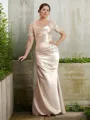 Sheath/Column Flattering Sweetheart Short Sleeves Floor-Length Satin Mother of the Bride Dress