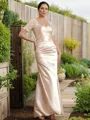 Sheath/Column Flattering Sweetheart Short Sleeves Floor-Length Satin Mother of the Bride Dress