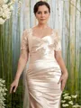 Sheath/Column Flattering Sweetheart Short Sleeves Floor-Length Satin Mother of the Bride Dress