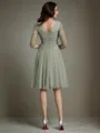Resplendent A-line Scoop 1/2 Sleeves Knee-Length Chiffon Mother of the Bride Dress With Applique