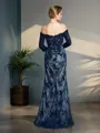Trumpet/Mermaid Off-the-Shoulder Gracious 3/4 Sleeves Sweep Train Lace Mother of the Bride Dress With Lace