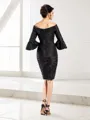 Sheath/Column Off-the-Shoulder 1/2 Sleeves Short/Mini Modest Taffeta Mother of the Bride Dress With Ruched