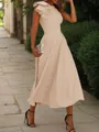 A-line Jewel Sleeveless Tea-Length Endearing Stretch Crepe Mother of the Bride Dress