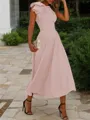 A-line Jewel Sleeveless Tea-Length Endearing Stretch Crepe Mother of the Bride Dress