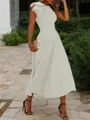 A-line Jewel Sleeveless Tea-Length Endearing Stretch Crepe Mother of the Bride Dress