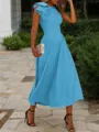 A-line Jewel Sleeveless Tea-Length Endearing Stretch Crepe Mother of the Bride Dress