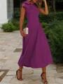 A-line Jewel Sleeveless Tea-Length Endearing Stretch Crepe Mother of the Bride Dress