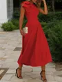 A-line Jewel Sleeveless Tea-Length Endearing Stretch Crepe Mother of the Bride Dress