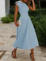 A-line Jewel Sleeveless Tea-Length Endearing Stretch Crepe Mother of the Bride Dress