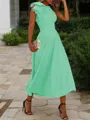 A-line Jewel Sleeveless Tea-Length Endearing Stretch Crepe Mother of the Bride Dress