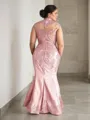 Trumpet/Mermaid V-Neck Long Sleeves Graceful Floor-Length Satin Mother of the Bride Dress