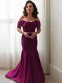 Trumpet/Mermaid Off-the-Shoulder Sleeveless Sweep Train Regal Silk like Satin Mother of the Bride Dress