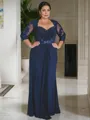 Sheath/Column Sweetheart 3/4 Sleeves Floor-Length Stylish Chiffon Mother of the Bride Dress