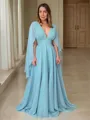 A-line V-Neck Sleeveless Floor-Length Understated Chiffon Mother of the Bride Dress