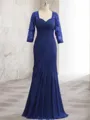 Trumpet/Mermaid Sweetheart 3/4 Sleeves Floor-Length Stunning Chiffon Mother of the Bride Dress