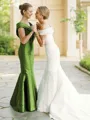 Gorgeous Sheath/Column V-Neck Sleeveless Floor-Length Satin Mother of the Bride Dress