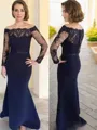 Trumpet/Mermaid Radiant Off-the-Shoulder Long Sleeves Floor-Length Stretch Crepe Mother of the Bride Dress