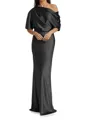 Sheath/Column One-Shoulder Resplendent 1/2 Sleeves Floor-Length Silk like Satin Mother of the Bride Dress