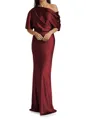 Sheath/Column One-Shoulder Resplendent 1/2 Sleeves Floor-Length Silk like Satin Mother of the Bride Dress