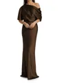 Sheath/Column One-Shoulder Resplendent 1/2 Sleeves Floor-Length Silk like Satin Mother of the Bride Dress