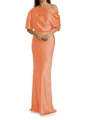 Sheath/Column One-Shoulder Resplendent 1/2 Sleeves Floor-Length Silk like Satin Mother of the Bride Dress
