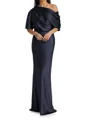 Sheath/Column One-Shoulder Resplendent 1/2 Sleeves Floor-Length Silk like Satin Mother of the Bride Dress