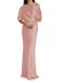 Sheath/Column One-Shoulder Resplendent 1/2 Sleeves Floor-Length Silk like Satin Mother of the Bride Dress