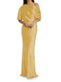Sheath/Column One-Shoulder Resplendent 1/2 Sleeves Floor-Length Silk like Satin Mother of the Bride Dress