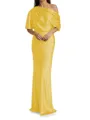 Sheath/Column One-Shoulder Resplendent 1/2 Sleeves Floor-Length Silk like Satin Mother of the Bride Dress