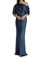 Sheath/Column One-Shoulder Resplendent 1/2 Sleeves Floor-Length Silk like Satin Mother of the Bride Dress