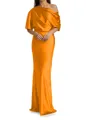 Sheath/Column One-Shoulder Resplendent 1/2 Sleeves Floor-Length Silk like Satin Mother of the Bride Dress