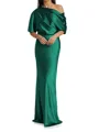 Sheath/Column One-Shoulder Resplendent 1/2 Sleeves Floor-Length Silk like Satin Mother of the Bride Dress