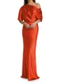 Sheath/Column One-Shoulder Resplendent 1/2 Sleeves Floor-Length Silk like Satin Mother of the Bride Dress