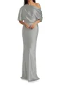 Sheath/Column One-Shoulder Resplendent 1/2 Sleeves Floor-Length Silk like Satin Mother of the Bride Dress