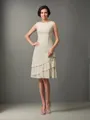 A-line Straps Sleeveless Knee-Length Rhythmic Chiffon Mother of the Bride Dress With Layers