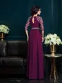 Tasteful A-line Scoop 3/4 Sleeves Floor-Length Chiffon Mother of the Bride Dress With Beading