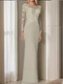 Sheath/Column Scoop Long Sleeves Floor-Length Graceful Chiffon Mother of the Bride Dress