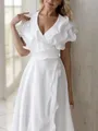 A-line V-Neck Sleeveless Asymmetrical Flattering Chiffon Mother of the Bride Dress