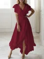 A-line V-Neck Sleeveless Asymmetrical Flattering Chiffon Mother of the Bride Dress