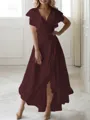A-line V-Neck Sleeveless Asymmetrical Flattering Chiffon Mother of the Bride Dress