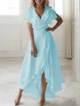 A-line V-Neck Sleeveless Asymmetrical Flattering Chiffon Mother of the Bride Dress