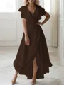 A-line V-Neck Sleeveless Asymmetrical Flattering Chiffon Mother of the Bride Dress