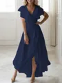 A-line V-Neck Sleeveless Asymmetrical Flattering Chiffon Mother of the Bride Dress
