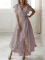 A-line V-Neck Sleeveless Asymmetrical Flattering Chiffon Mother of the Bride Dress